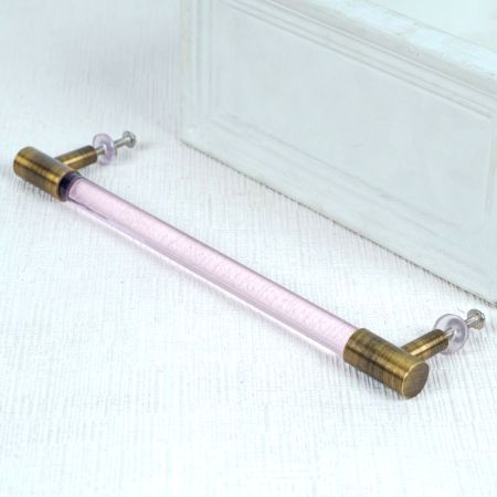 Clear Pink Cylinder Glass Door Handles